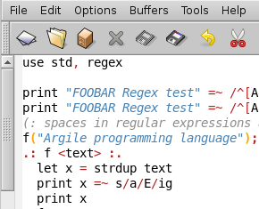 emacs showing argile syntax highlighting