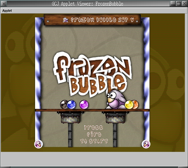  [Screenshot of Frozen Bubble java applet] 