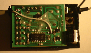 Futaba radio control receiver with ppm wire to the controller board.