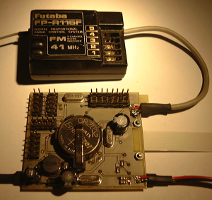 The controller board and the radio control receiver.