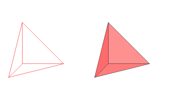 The tetrahedron in wireframe and smoothwire rendering