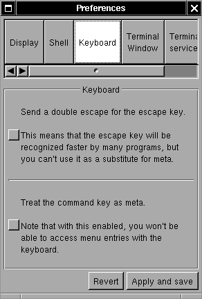 Terminal: Keyboard Preference
